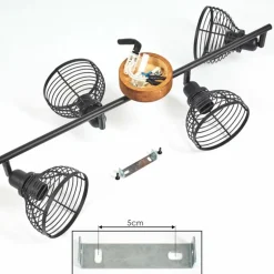 Plafonnier Omba Bois foncé, Noir, 4 lumières