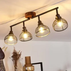 Plafonnier Omba Bois foncé, Noir, 4 lumières