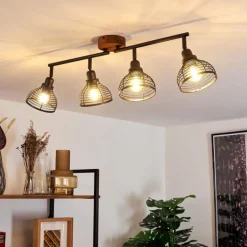 Plafonnier Omba Bois foncé, Noir, 4 lumières