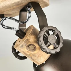 Plafonnier Orny Anthracite, Bois clair, 2 lumières