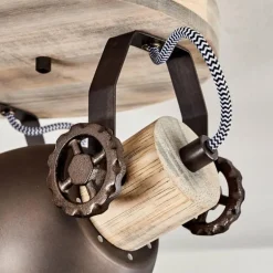 Plafonnier Orny Brun, Bois clair, 3 lumières