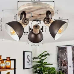 Plafonnier Orny Brun, Bois clair, 3 lumières