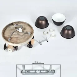 Plafonnier Orny Brun, Bois clair, 3 lumières