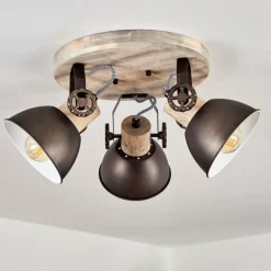 Plafonnier Orny Brun, Bois clair, 3 lumières