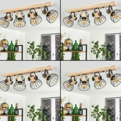 Plafonnier Orny Brun, Écru, 4 lumières