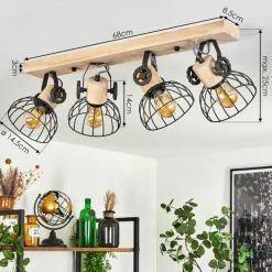 Plafonnier Orny Brun, Écru, 4 lumières