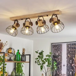 Plafonnier Orny Brun, Écru, 4 lumières