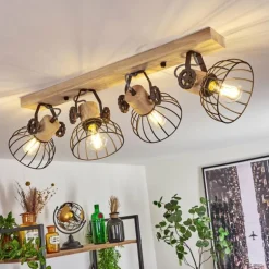 Plafonnier Orny Brun, Écru, 4 lumières