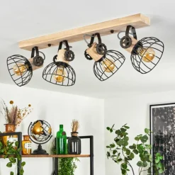 Plafonnier Orny Brun, Écru, 4 lumières