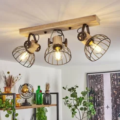 Plafonnier Orny Brun, Écru, 3 lumières