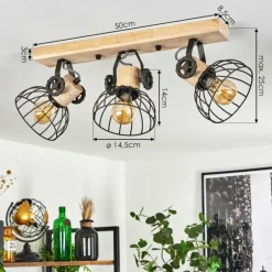 Plafonnier Orny Brun, Écru, 3 lumières