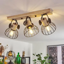 Plafonnier Orny Brun, Écru, 3 lumières