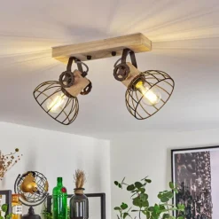 Plafonnier Orny Brun, Écru, 2 lumières