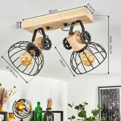 Plafonnier Orny Brun, Écru, 2 lumières