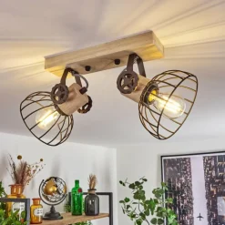 Plafonnier Orny Brun, Écru, 2 lumières