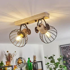 Plafonnier Orny Brun, Écru, 2 lumières