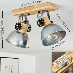 Plafonnier Orny Brun, Zingué, 2 lumières