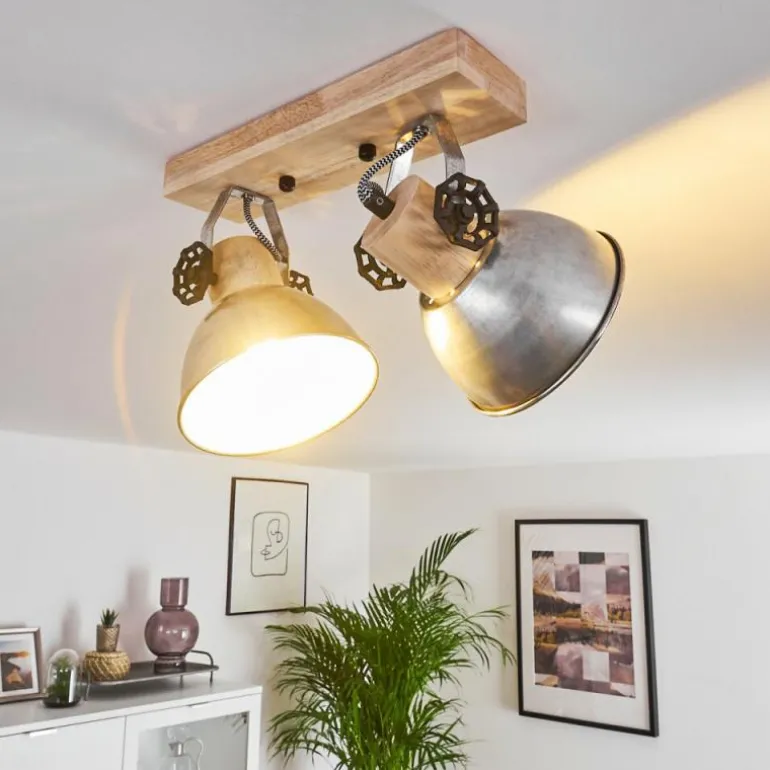 Plafonnier Orny Brun, Zingué, 2 lumières