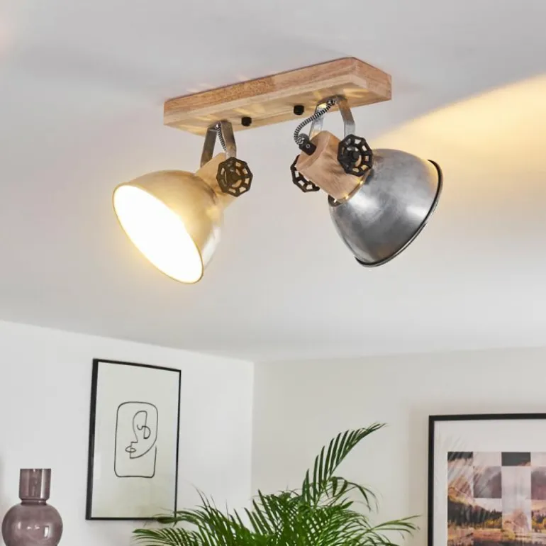 Plafonnier Orny Brun, Zingué, 2 lumières