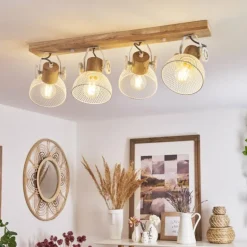 Plafonnier Orny Écru, Blanc, 4 lumières