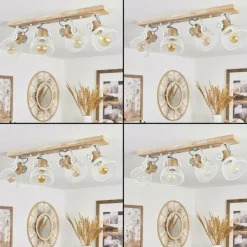 Plafonnier Orny Écru, Blanc, 4 lumières