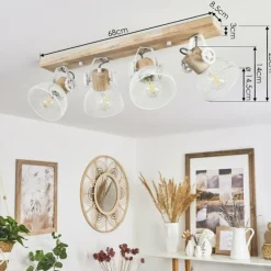 Plafonnier Orny Écru, Blanc, 4 lumières