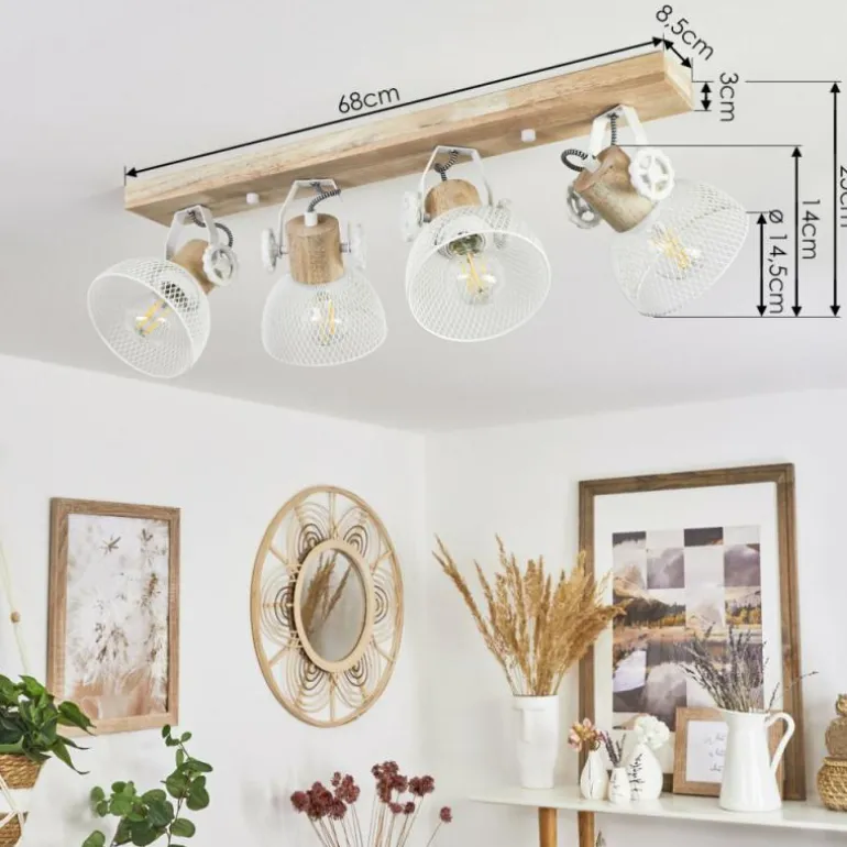 Plafonnier Orny Écru, Blanc, 4 lumières