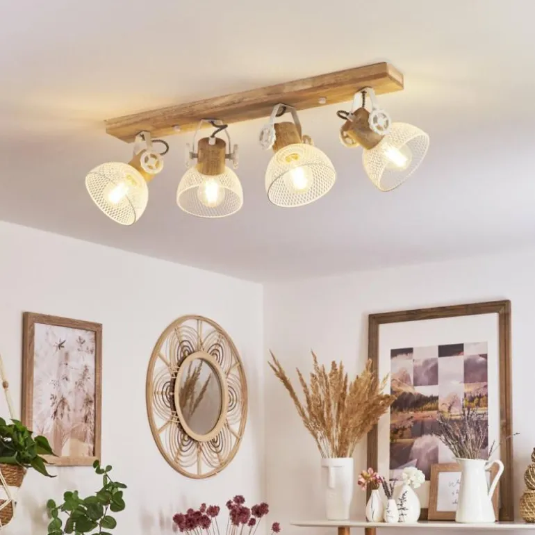 Plafonnier Orny Écru, Blanc, 4 lumières