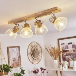 Plafonnier Orny Écru, Blanc, 4 lumières