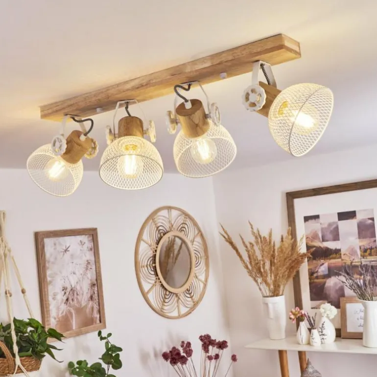 Plafonnier Orny Écru, Blanc, 4 lumières