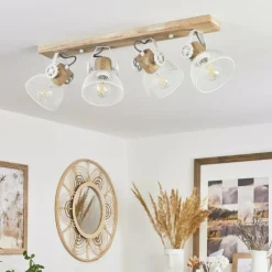 Plafonnier Orny Écru, Blanc, 4 lumières