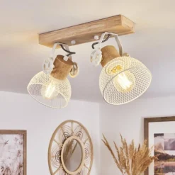 Plafonnier Orny Écru, Blanc, 2 lumières