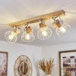 Plafonnier Orny Écru, Blanc, 4 lumières