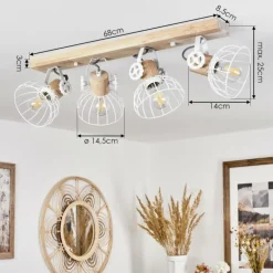 Plafonnier Orny Écru, Blanc, 4 lumières