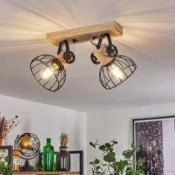 Plafonnier Orny Écru, Noir, 2 lumières