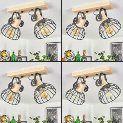 Plafonnier Orny Écru, Noir, 2 lumières