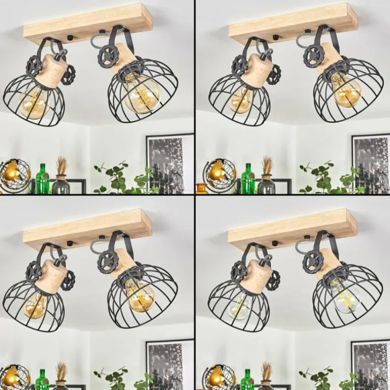 Plafonnier Orny Écru, Noir, 2 lumières