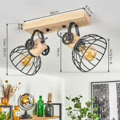 Plafonnier Orny Écru, Noir, 2 lumières