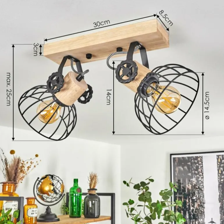 Plafonnier Orny Écru, Noir, 2 lumières