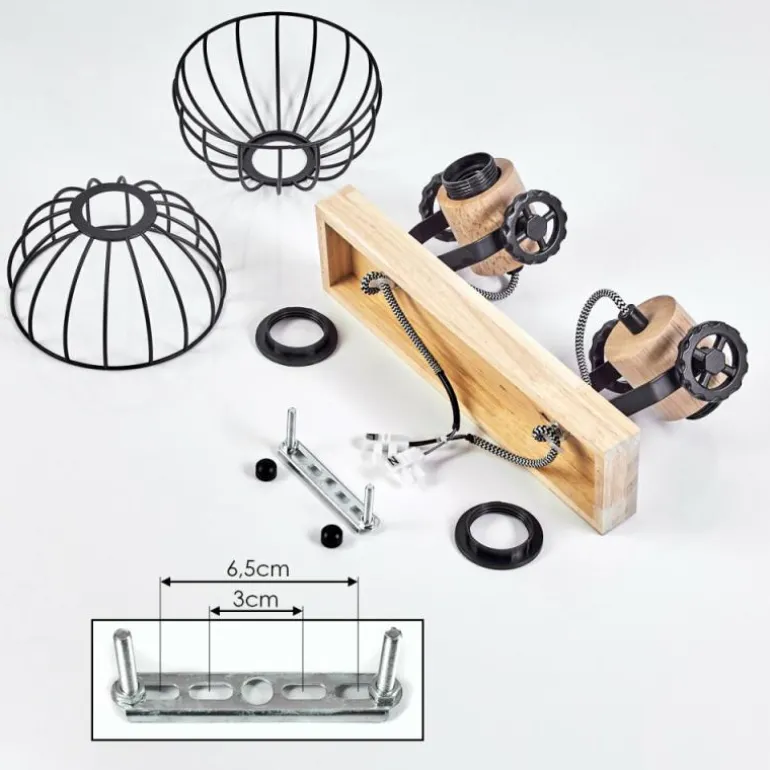 Plafonnier Orny Écru, Noir, 2 lumières