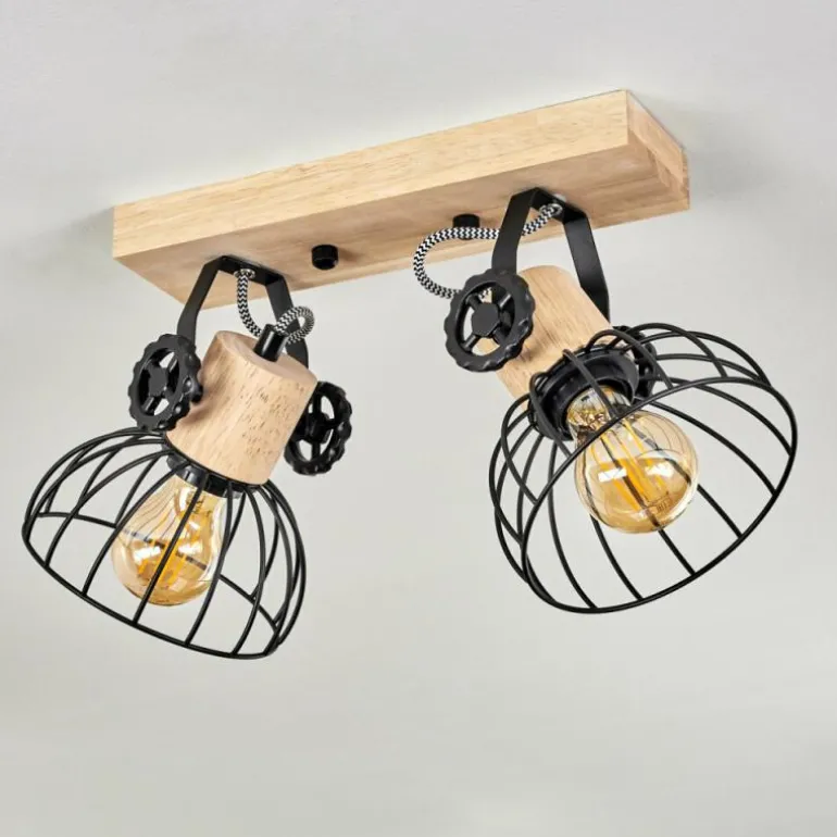 Plafonnier Orny Écru, Noir, 2 lumières