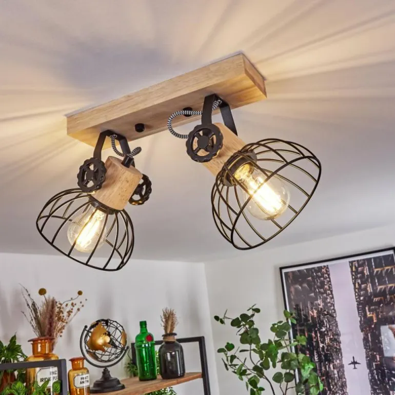 Plafonnier Orny Écru, Noir, 2 lumières