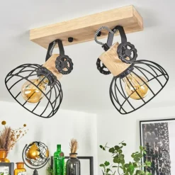 Plafonnier Orny Écru, Noir, 2 lumières