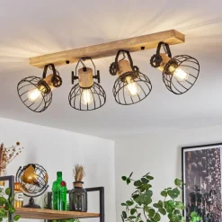 Plafonnier Orny Écru, Noir, 4 lumières