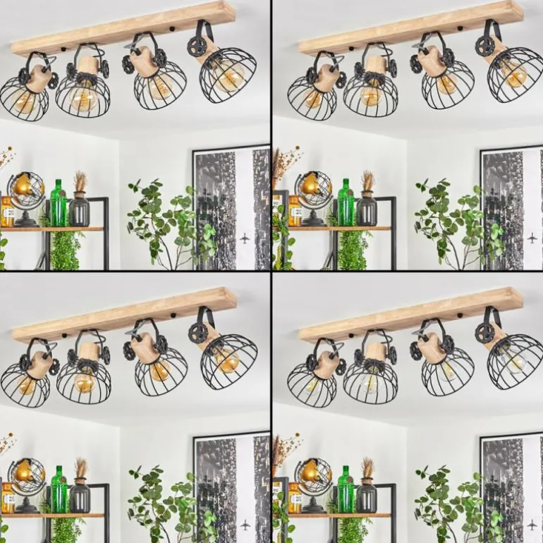 Plafonnier Orny Écru, Noir, 4 lumières