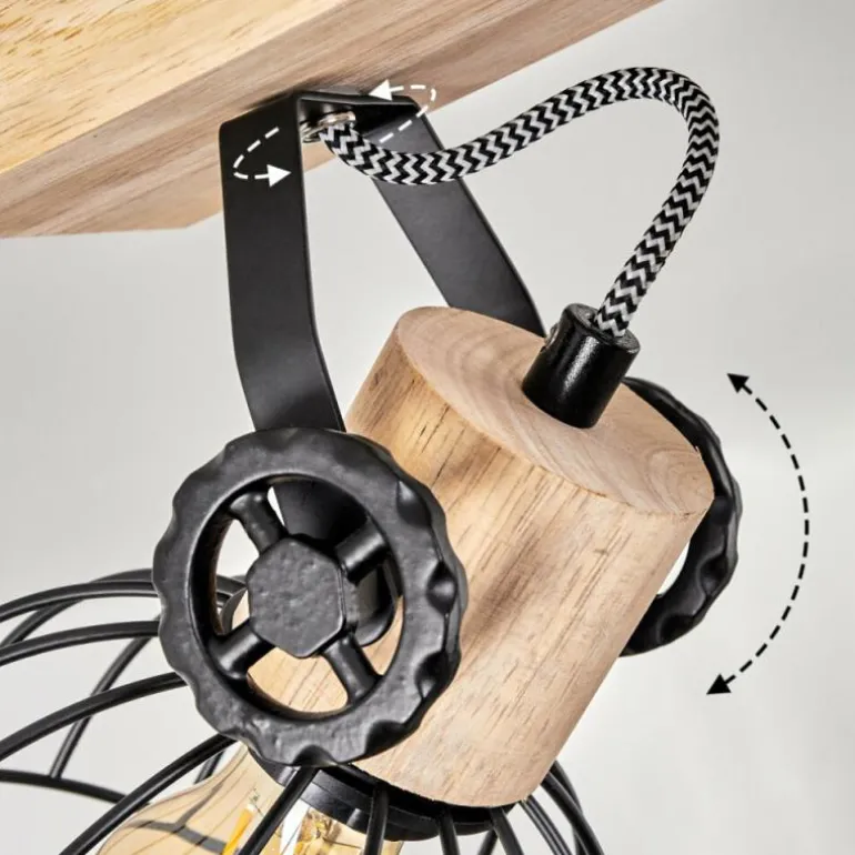 Plafonnier Orny Écru, Noir, 4 lumières