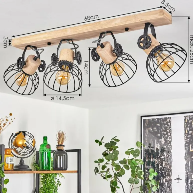 Plafonnier Orny Écru, Noir, 4 lumières