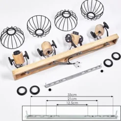 Plafonnier Orny Écru, Noir, 4 lumières