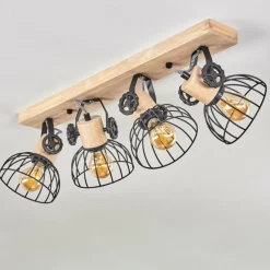 Plafonnier Orny Écru, Noir, 4 lumières