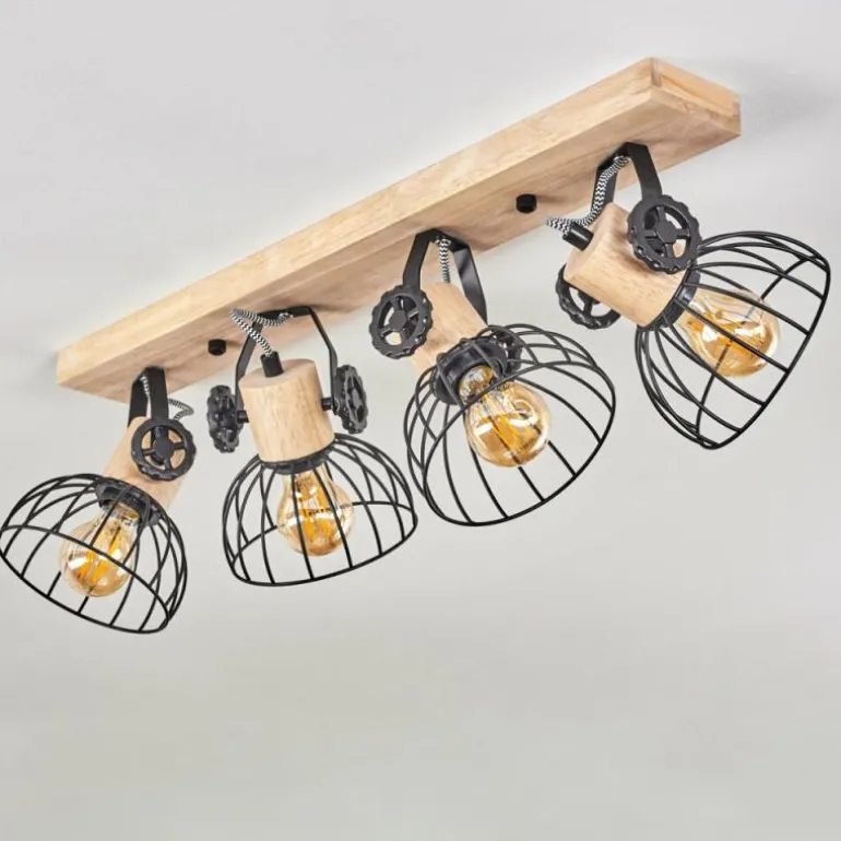 Plafonnier Orny Écru, Noir, 4 lumières